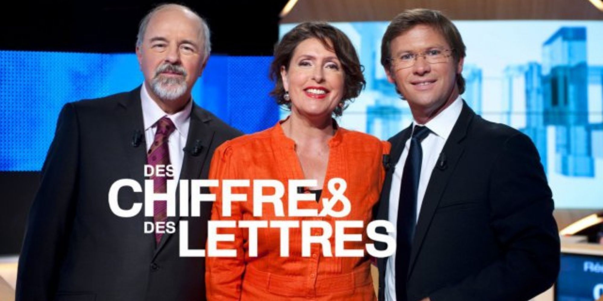 The hosts of French game show Des Chiffres Et Des Lettres