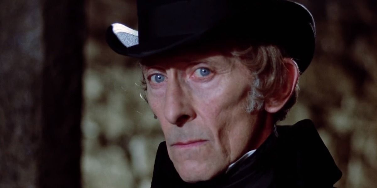 Peter Cushing as Doctor Frankenstein in Frankenstein and the Monster from Hell.