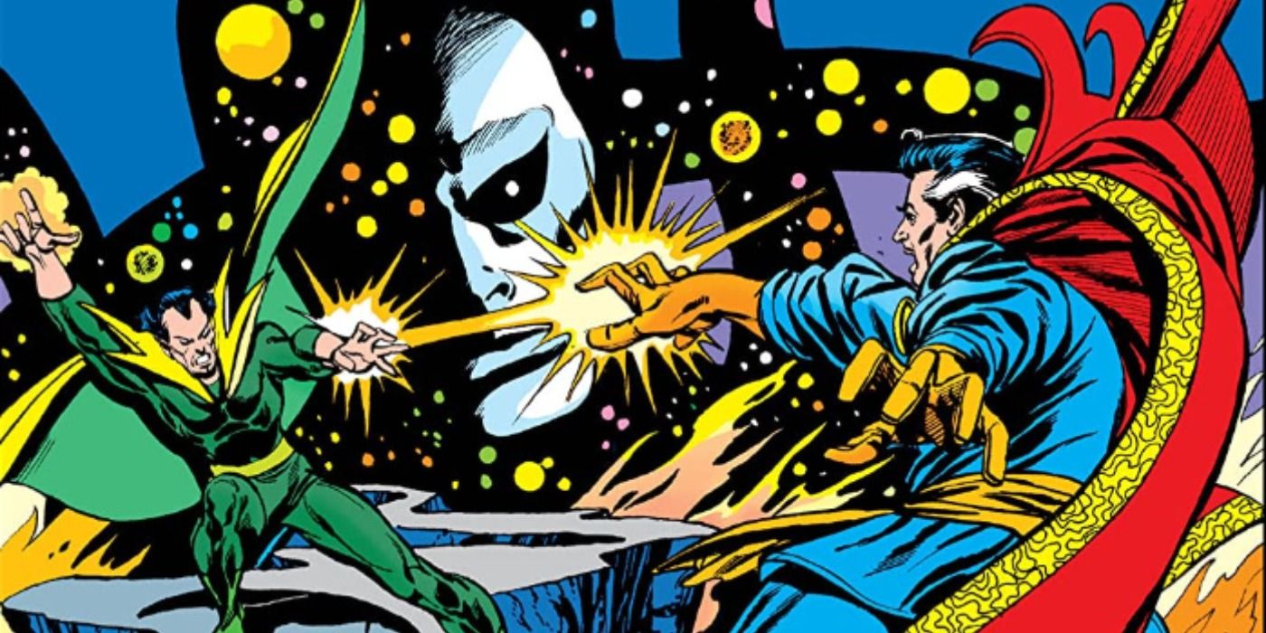 Doctor Strange fights Baron Mordo in Marvel Comics.