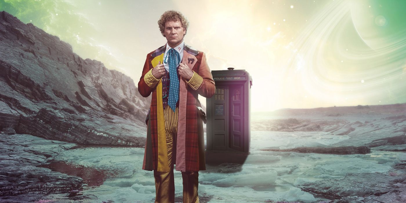 The Fourth Doctor in front of the TARDIS in Doctor Who.