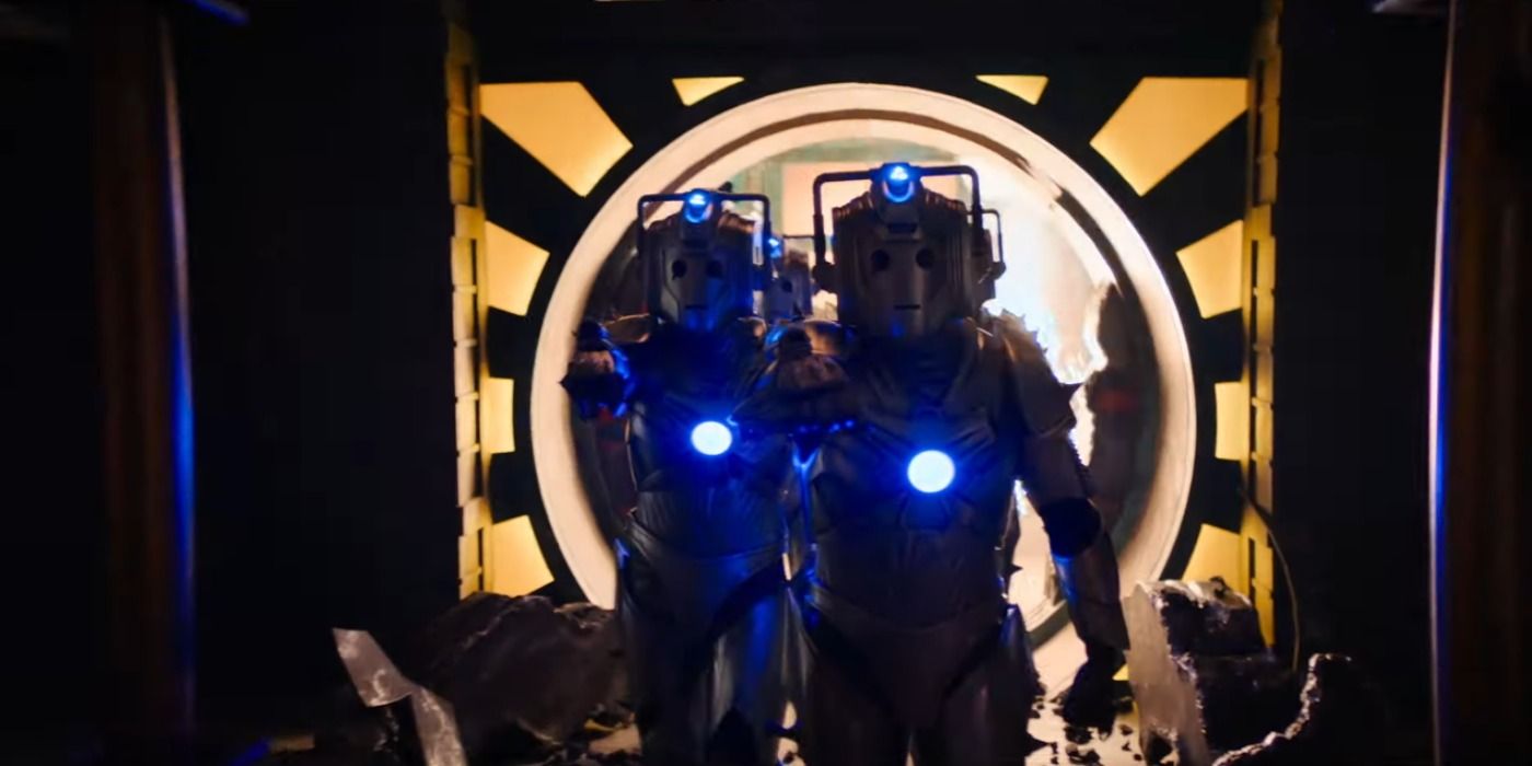 Doctor Who Season 13 Cybermen walking towards the camera