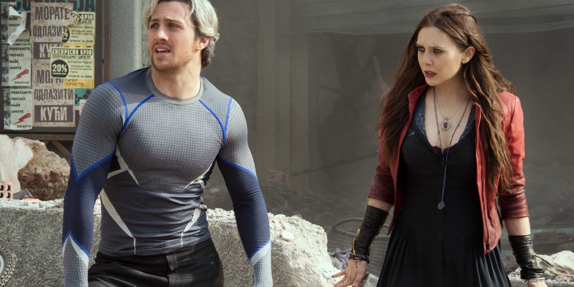 Pietro e Wanda durante a batalha de Sokovia em Age of Ultron