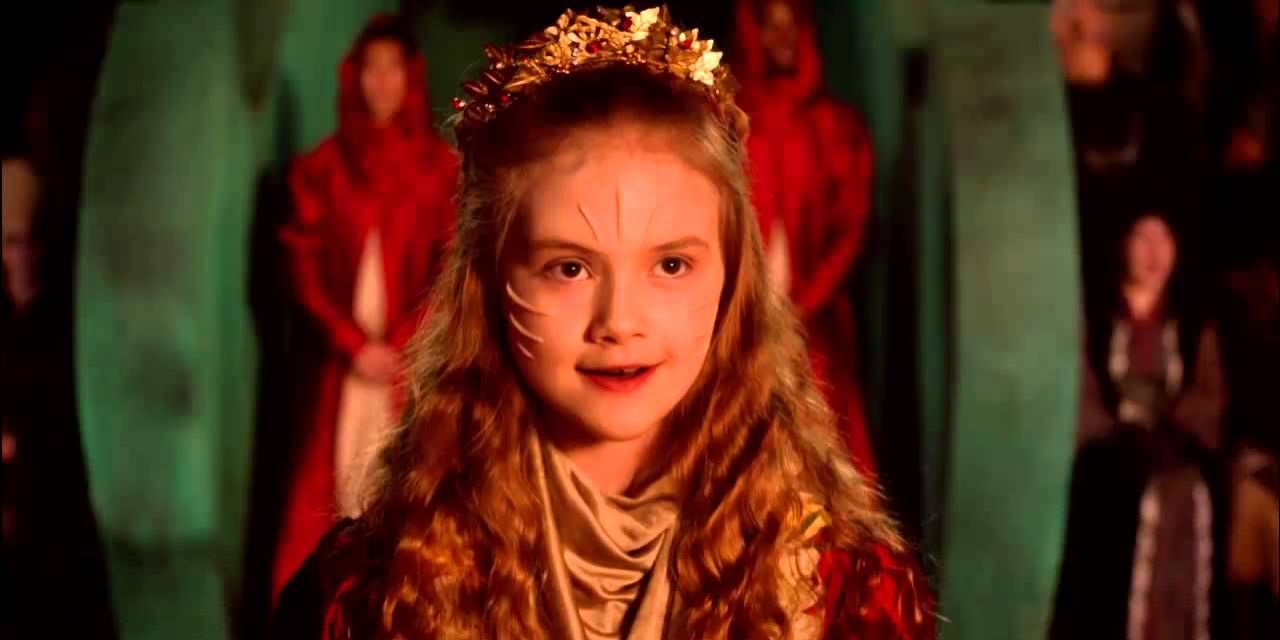Emilia Jones wearing a red royal costume in Doctor Who.