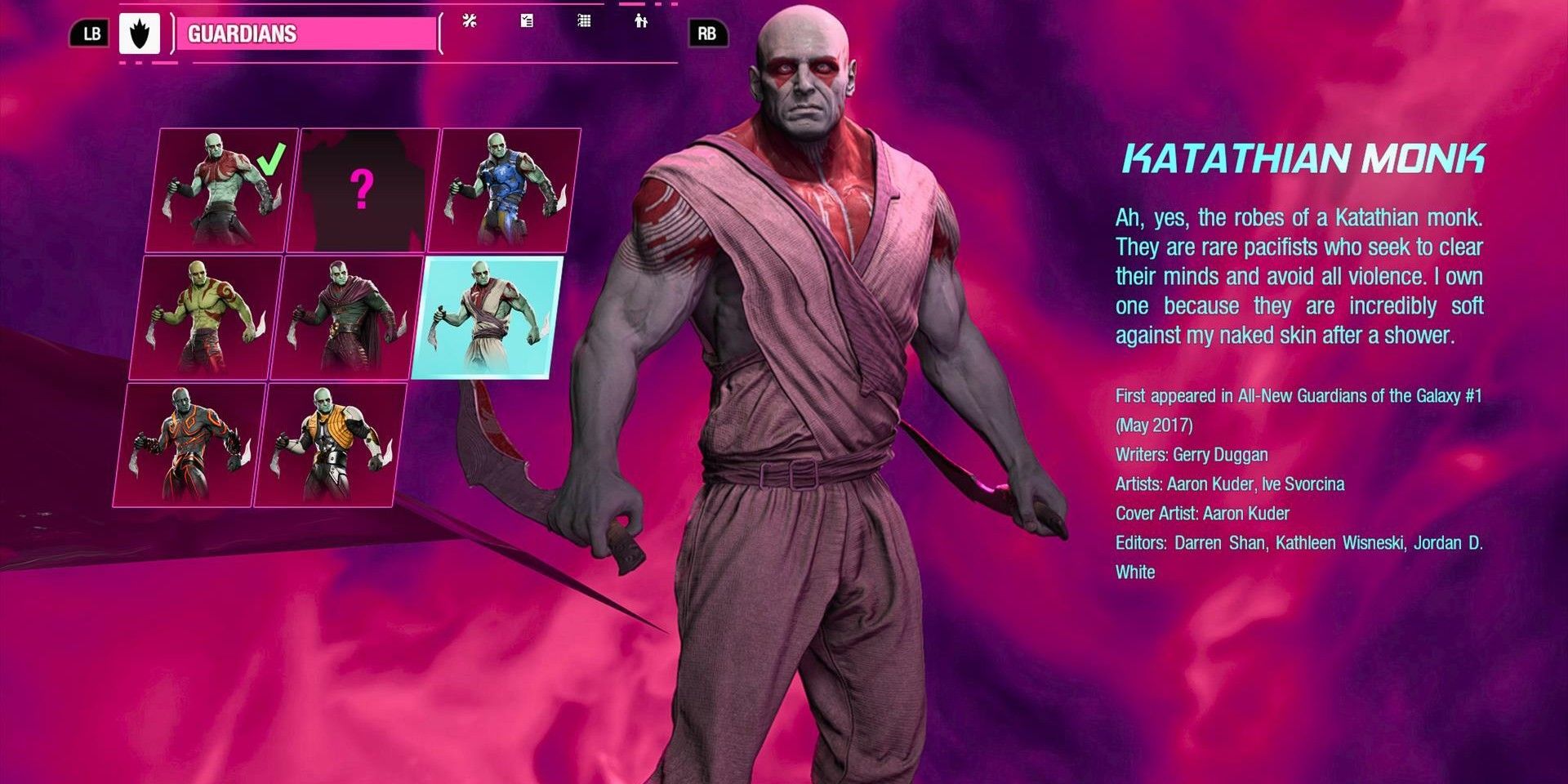 Every Drax Outfit in Marvel's Guardians of the Galaxy