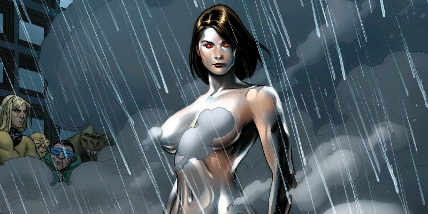 Extremis Ultron emerges from rain in Marvel Comics.
