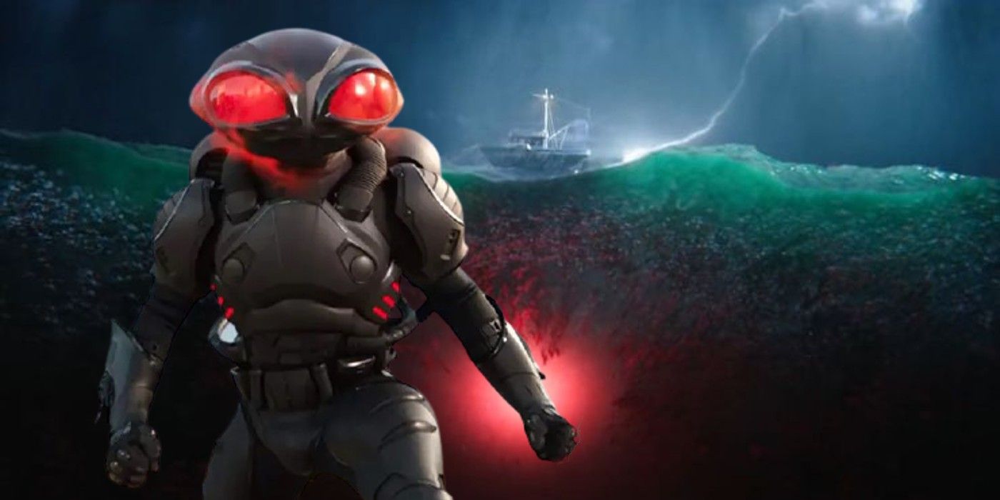 Black Manta superimposed over The Trench hive from Aquaman.