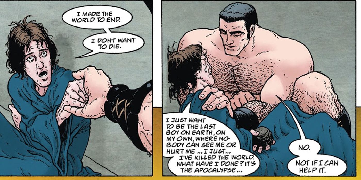 Flex Mentallo and Wally Sage talk in DC Comics.