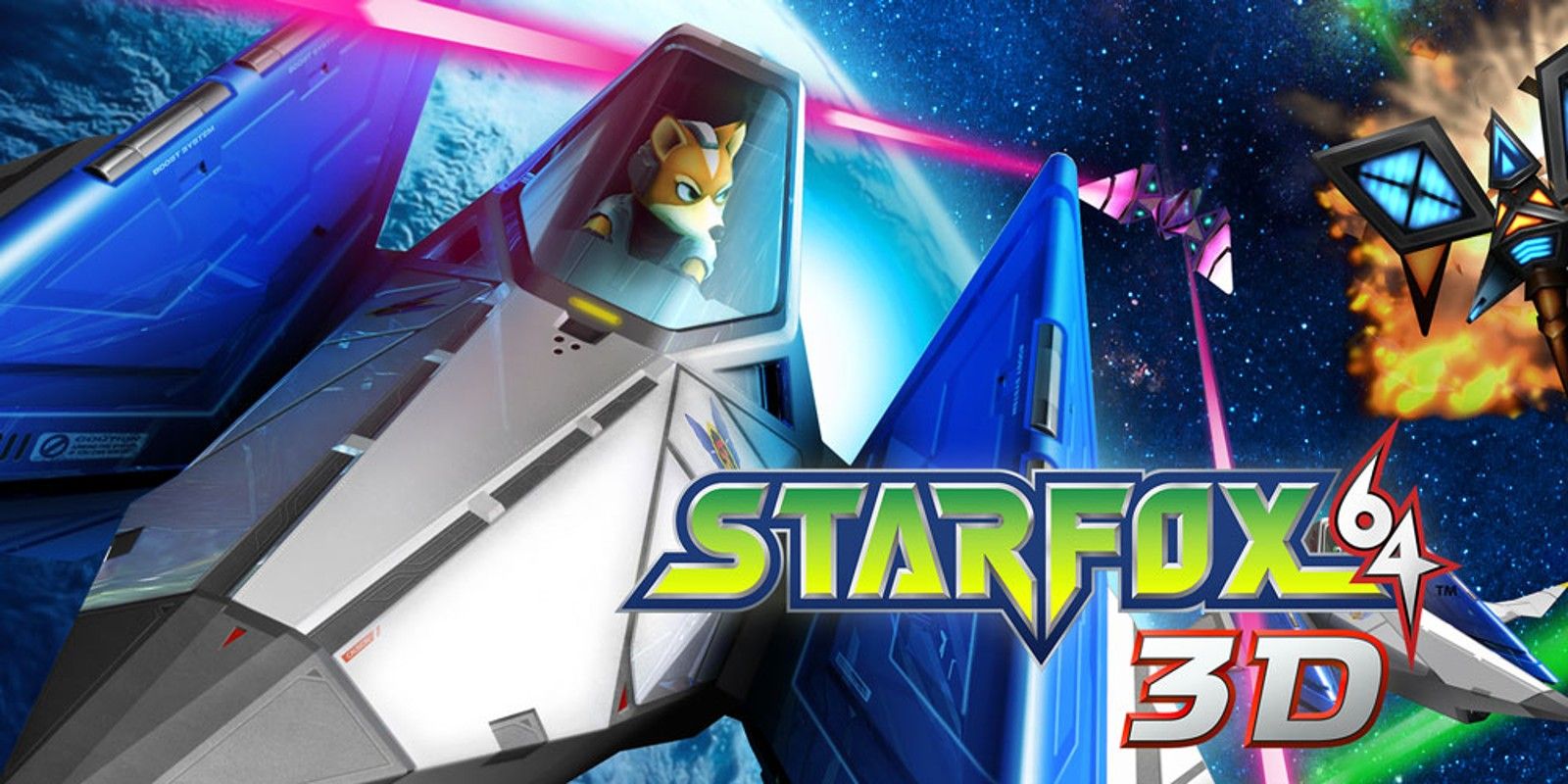 Fox McCloud in mid-battle on Star Fox 64 3D cover art