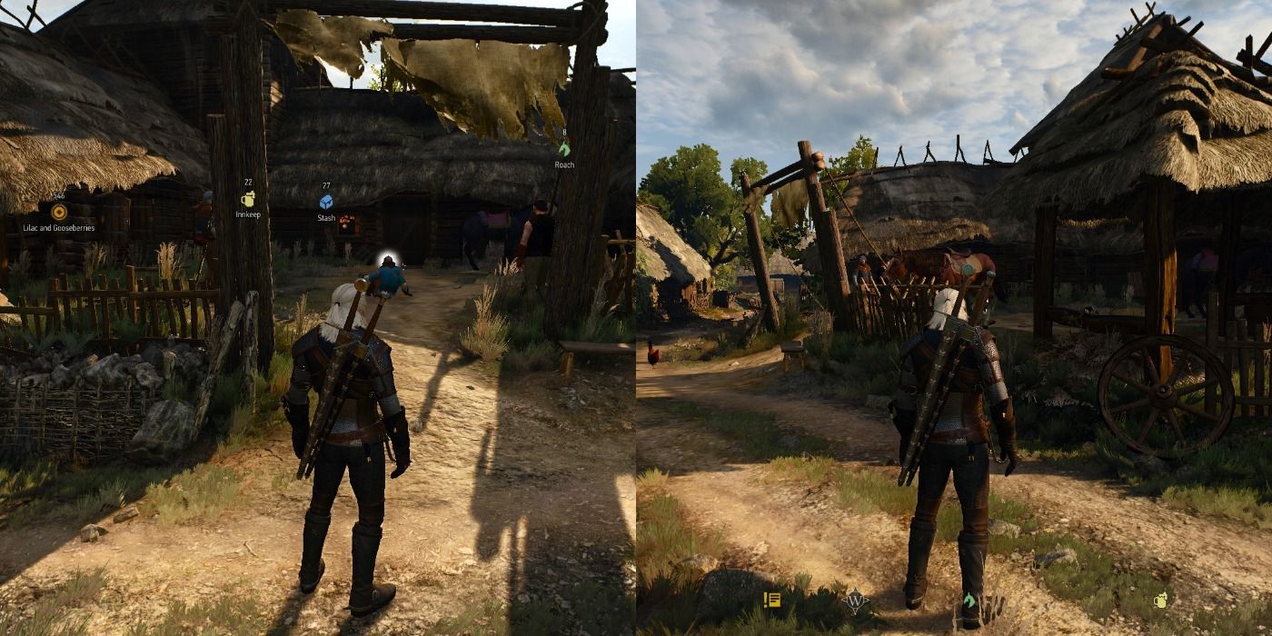 Split image of Friendly HUD's different settings in-game