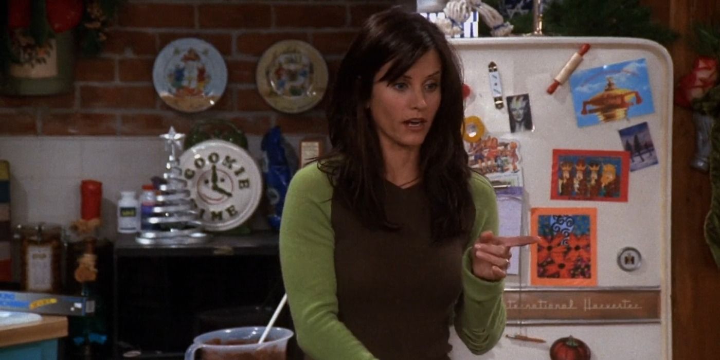 Monica Geller in her kitchen area in Friends