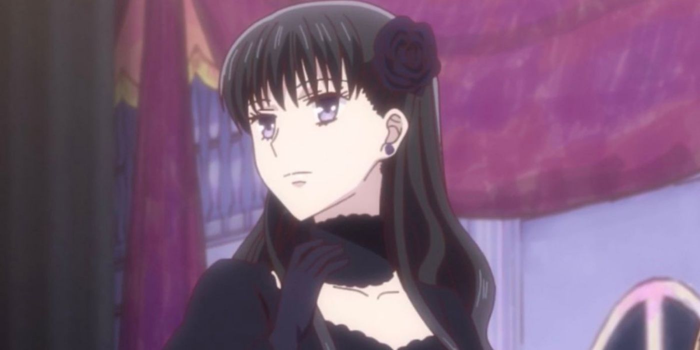 Saki Hanajima looking back and smiling in Fruits Basket