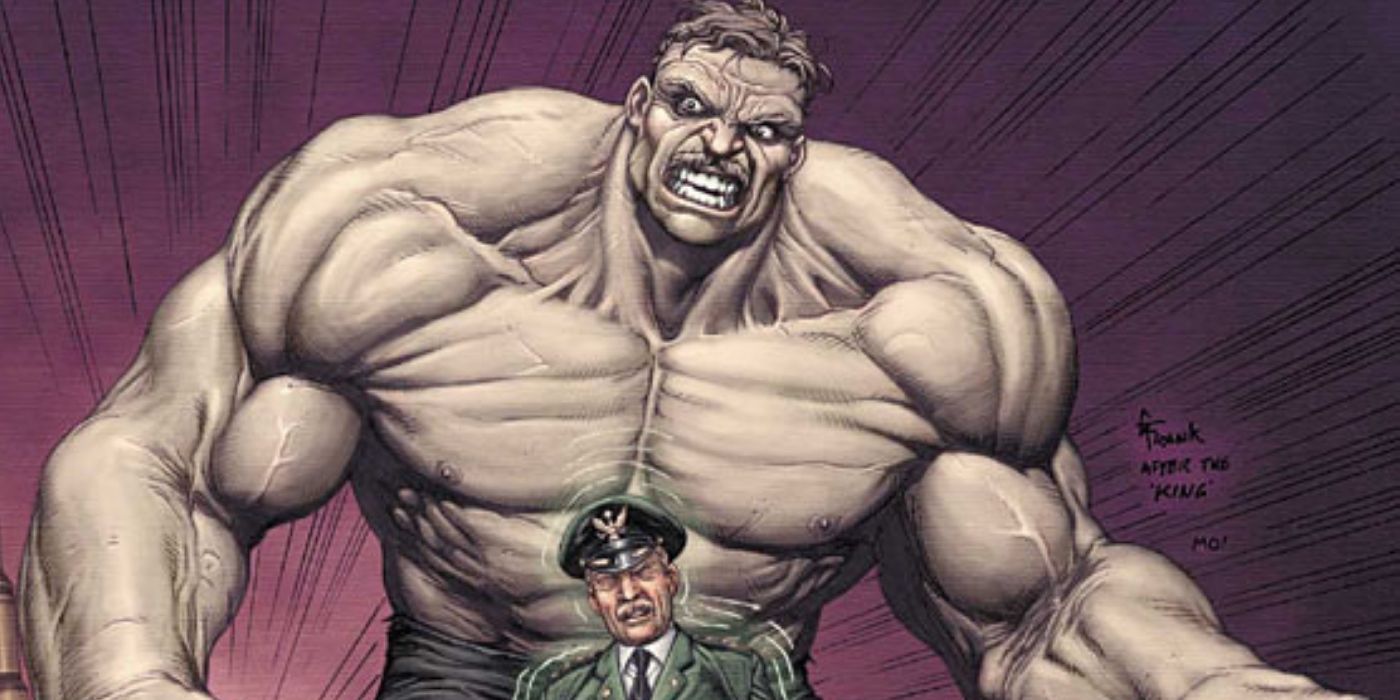 General Ross standing in front of his Hulk version on the cover of What If General Ross Had Become The Hulk