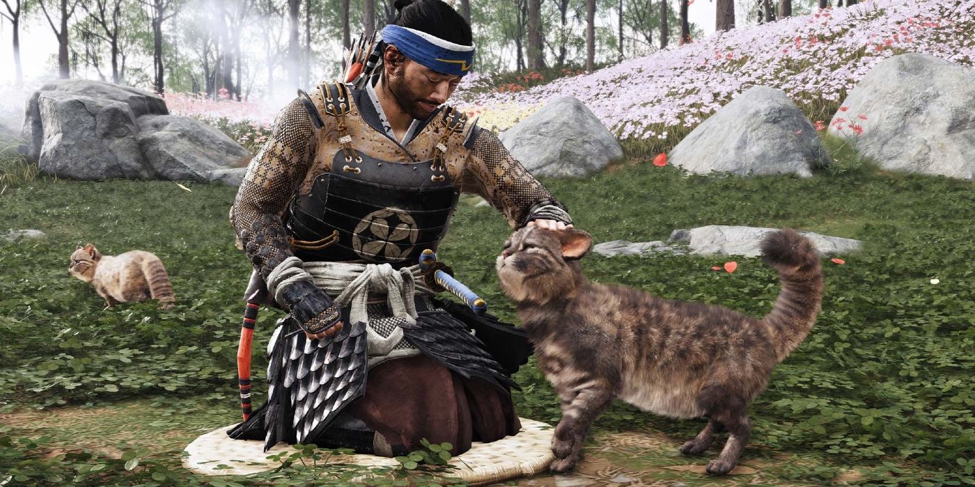 A cat on Iki Island in Ghost of Tsushima 
