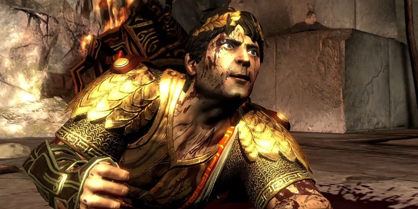 Helios about to die in God of War 3