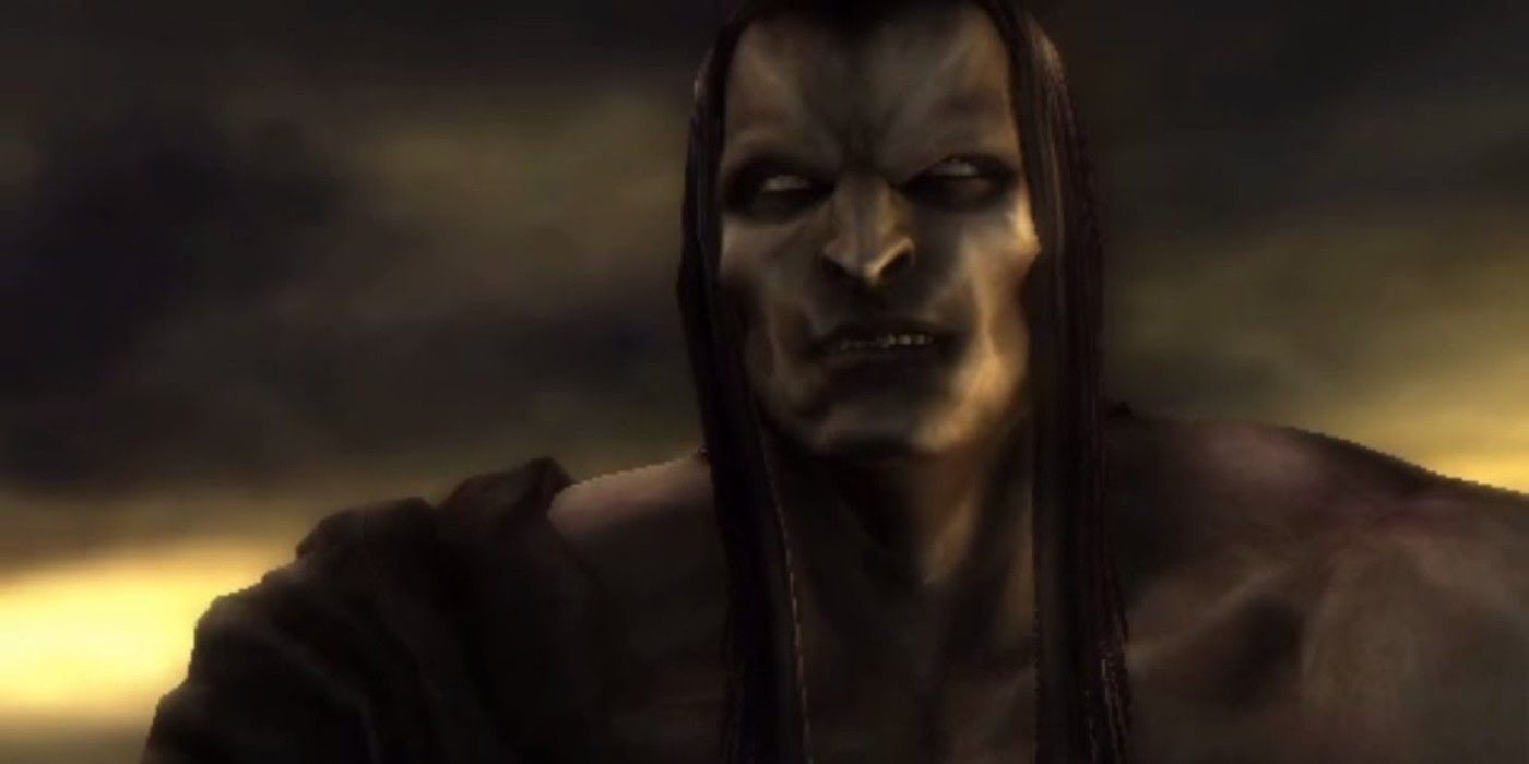 Uma imagem de Thanatos fazendo caretas em God of War