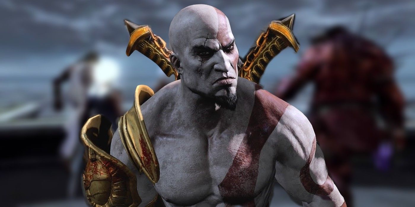 Kratos looking sideways in God of War 3