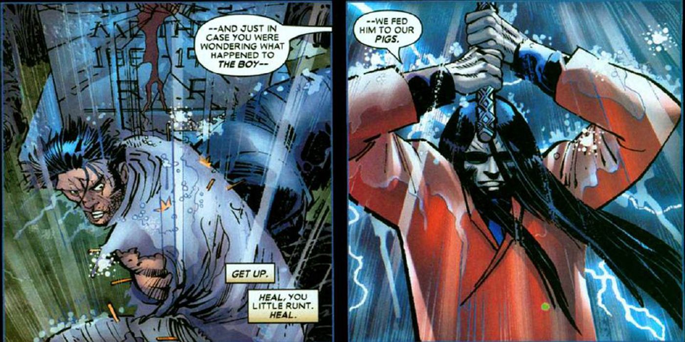Gorgon kills Wolverine with his sword in Enemy of the State comic.