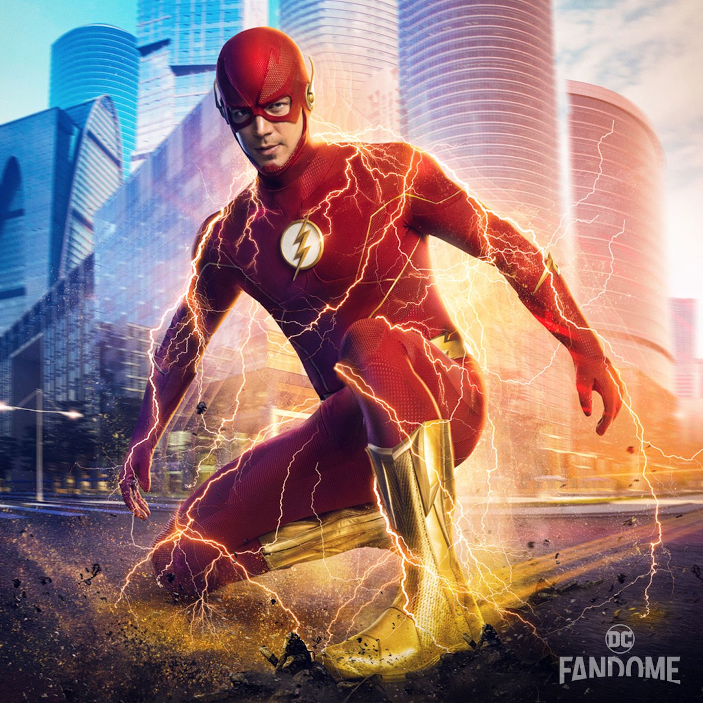 Grant Gustin in The Flash Season 8 with Gold Boots Full Size