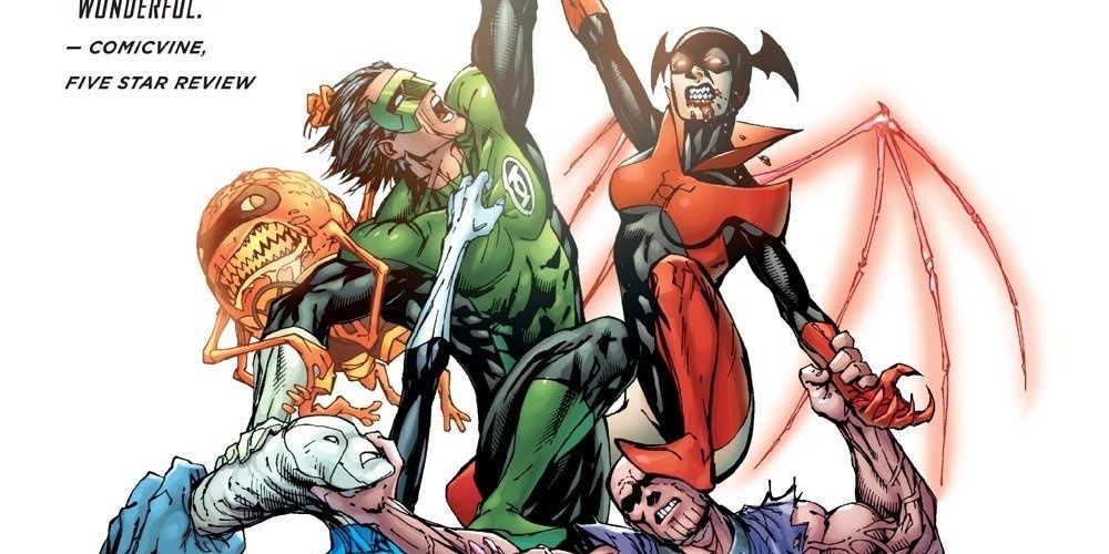 Green Lantern and other Lanterns fighting for a ring in DC comics