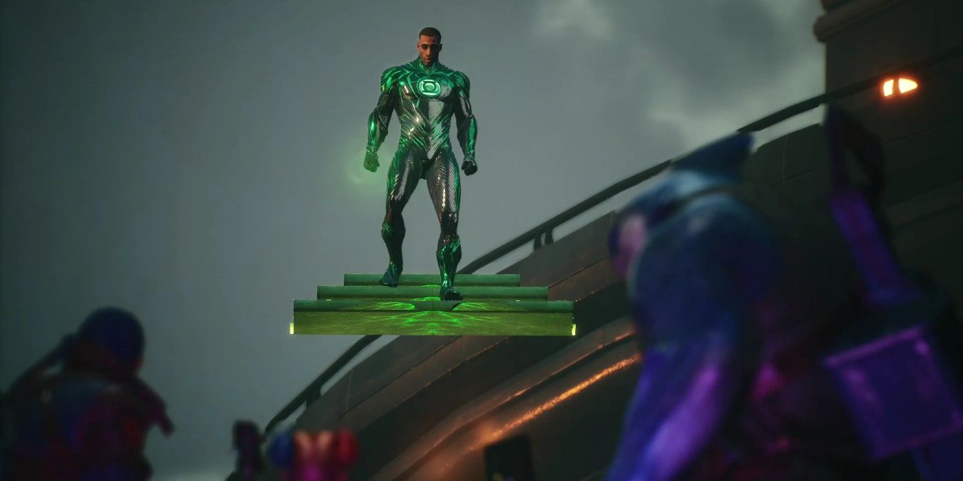 Green Lantern arrives on a construct in Suicide Squad: Kill The Justice League
