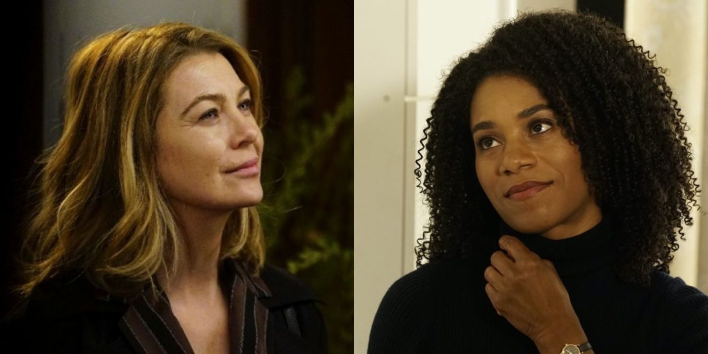 Split image of Meredith Grey and Maggie Pierce smiling on Grey&rsquo;s Anatomy