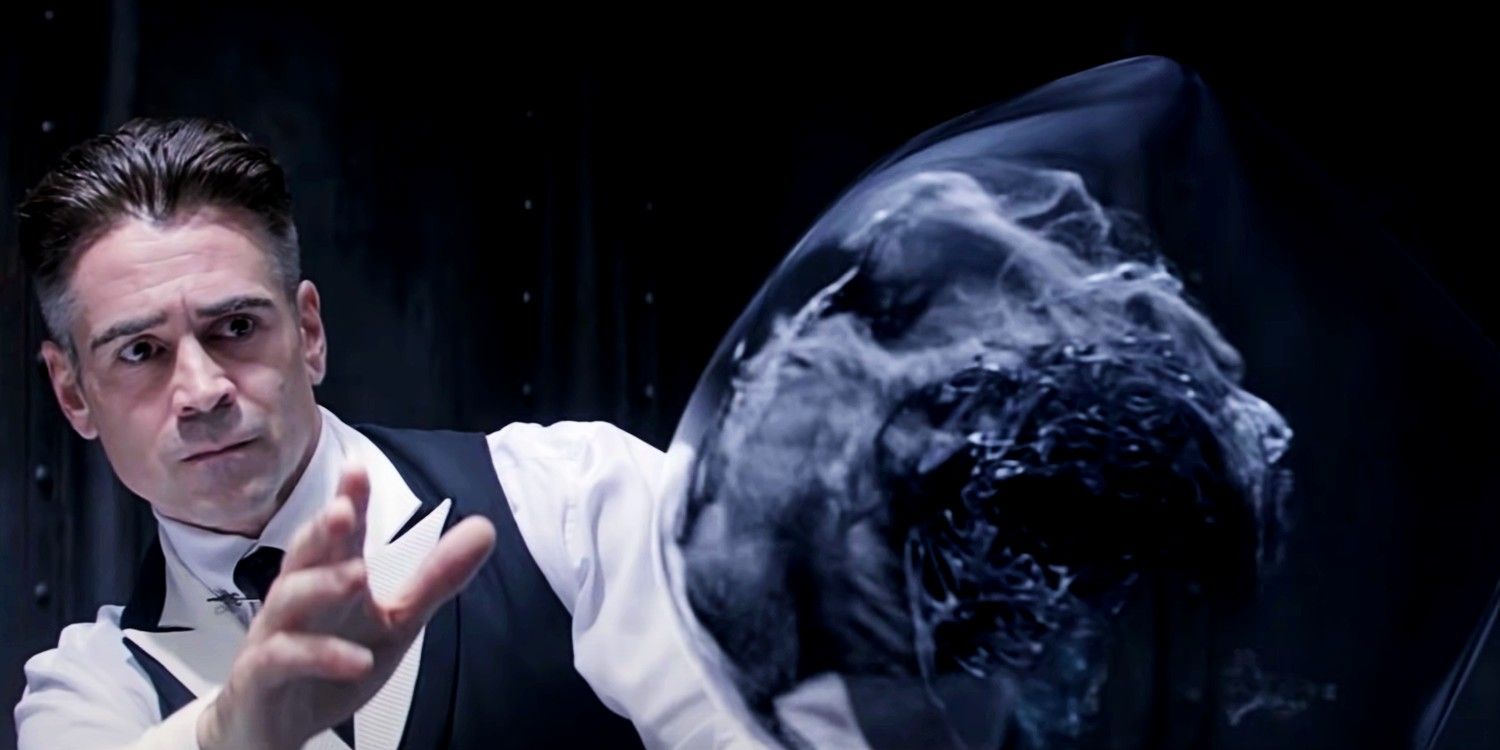 Grindelwald disfarçado de Graves interpretado por Colin Farrell com Obscurus
