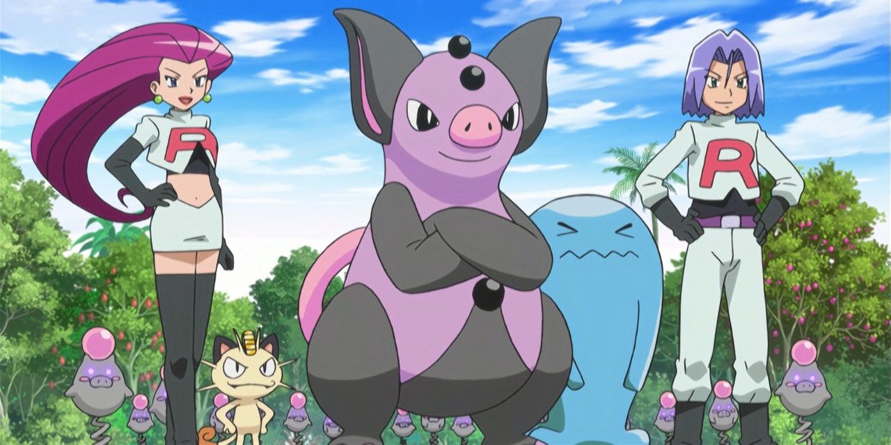 Grumpig stands with Team Rocket in the Pokemon anime