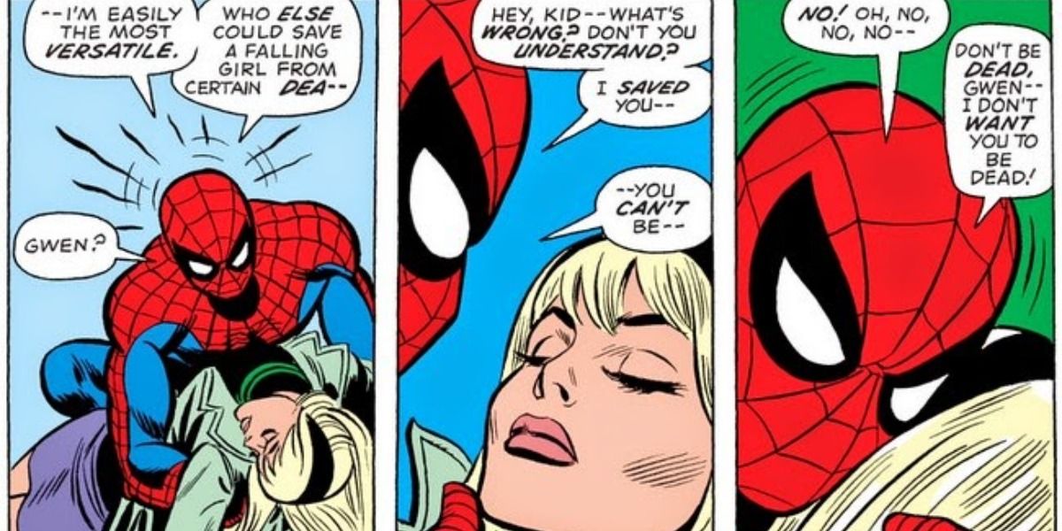 Spider-Man se da cuenta del destino de Gwen sin vida en La noche en que murió Gwen Stacy