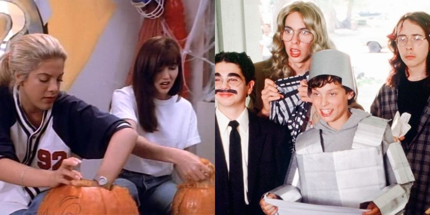 Split image of Donna and Brenda on Beverly Hills 90210 and Sam, Neil and Bill on Freaks and Geeks