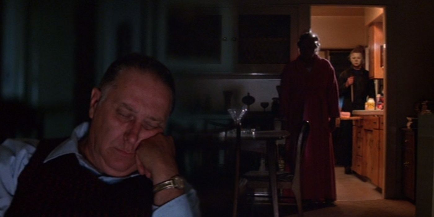 Michael Myers inside an elderly couple's home in Halloween II