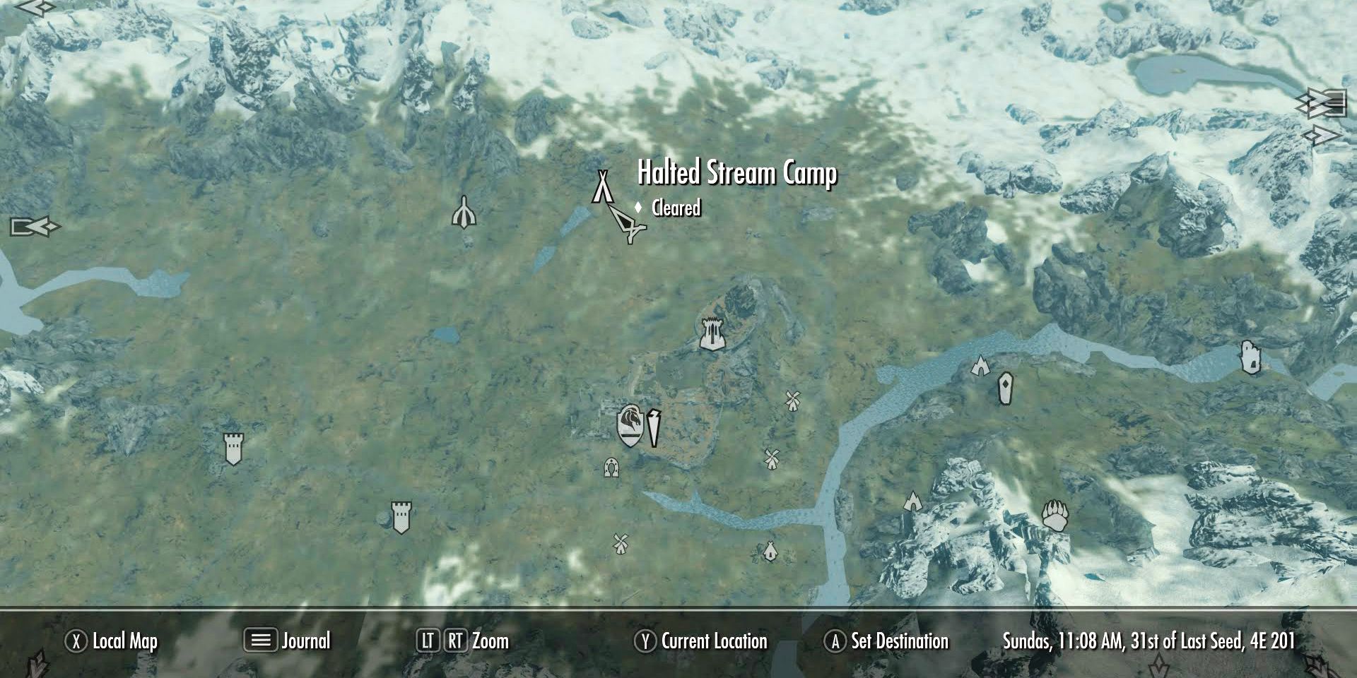 Halted Stream Camp location in Skyrim on Map