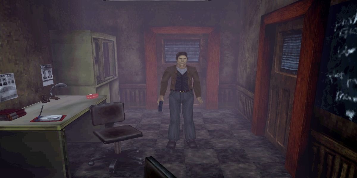 Harry Mason in Silent Hill's police station.