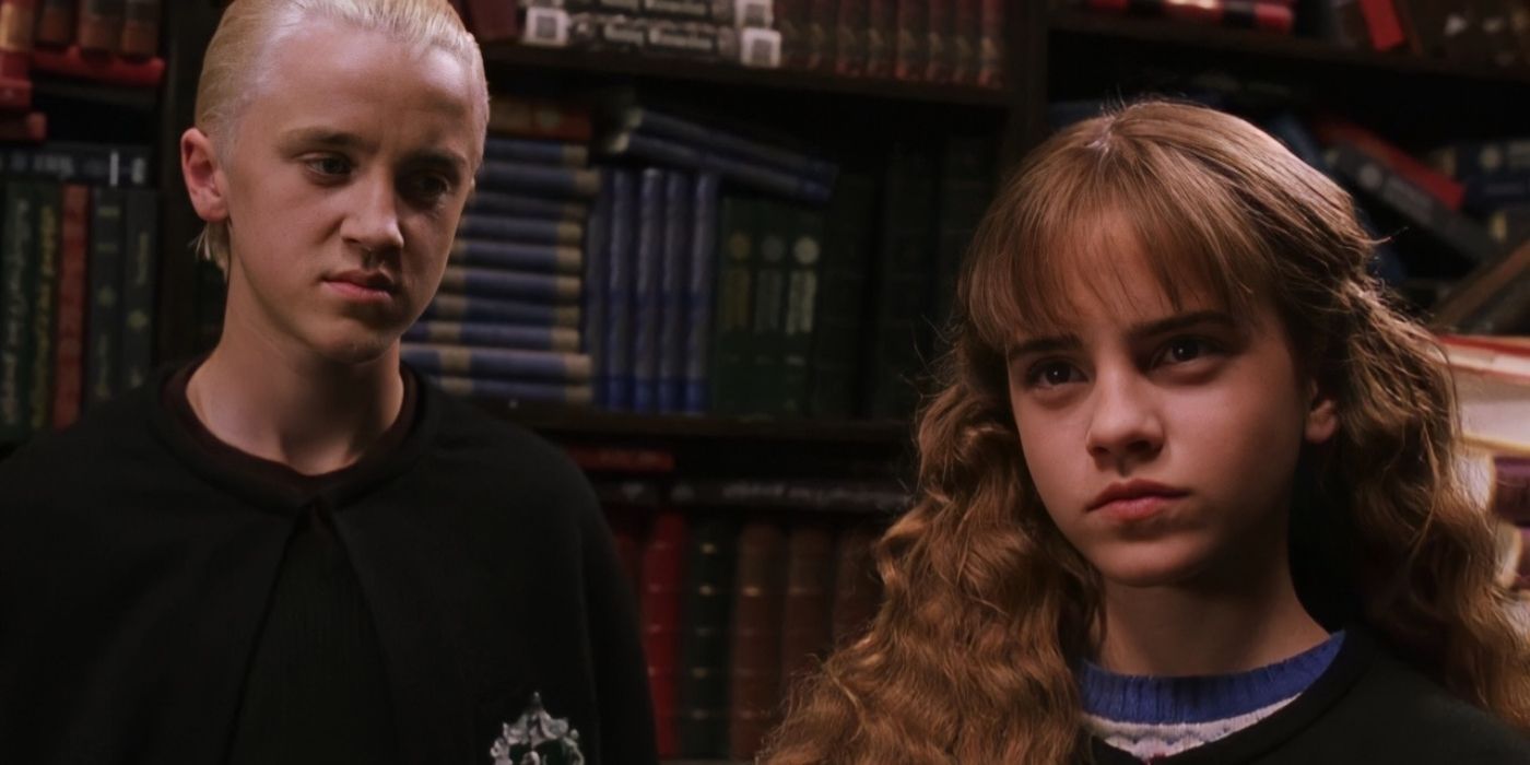 Malfoy looks at Hermione in Chamber of Secrets
