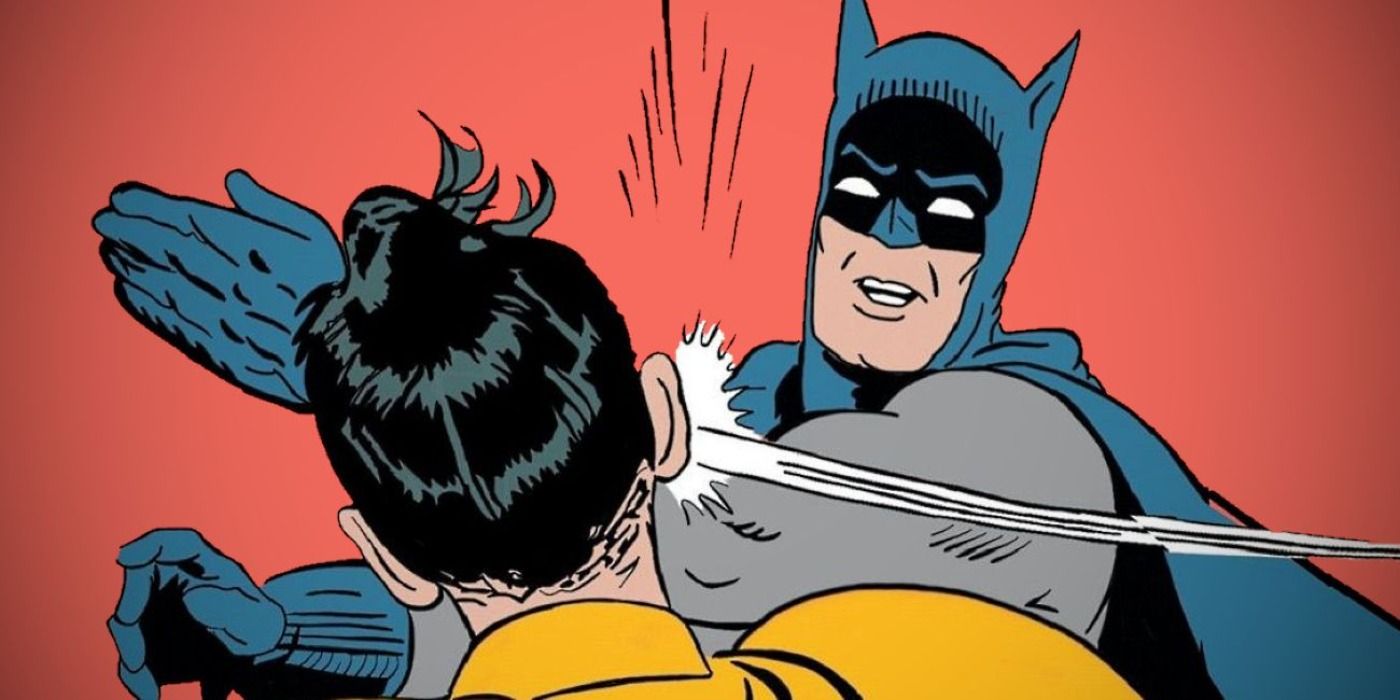 Batman hits his partner, Robin