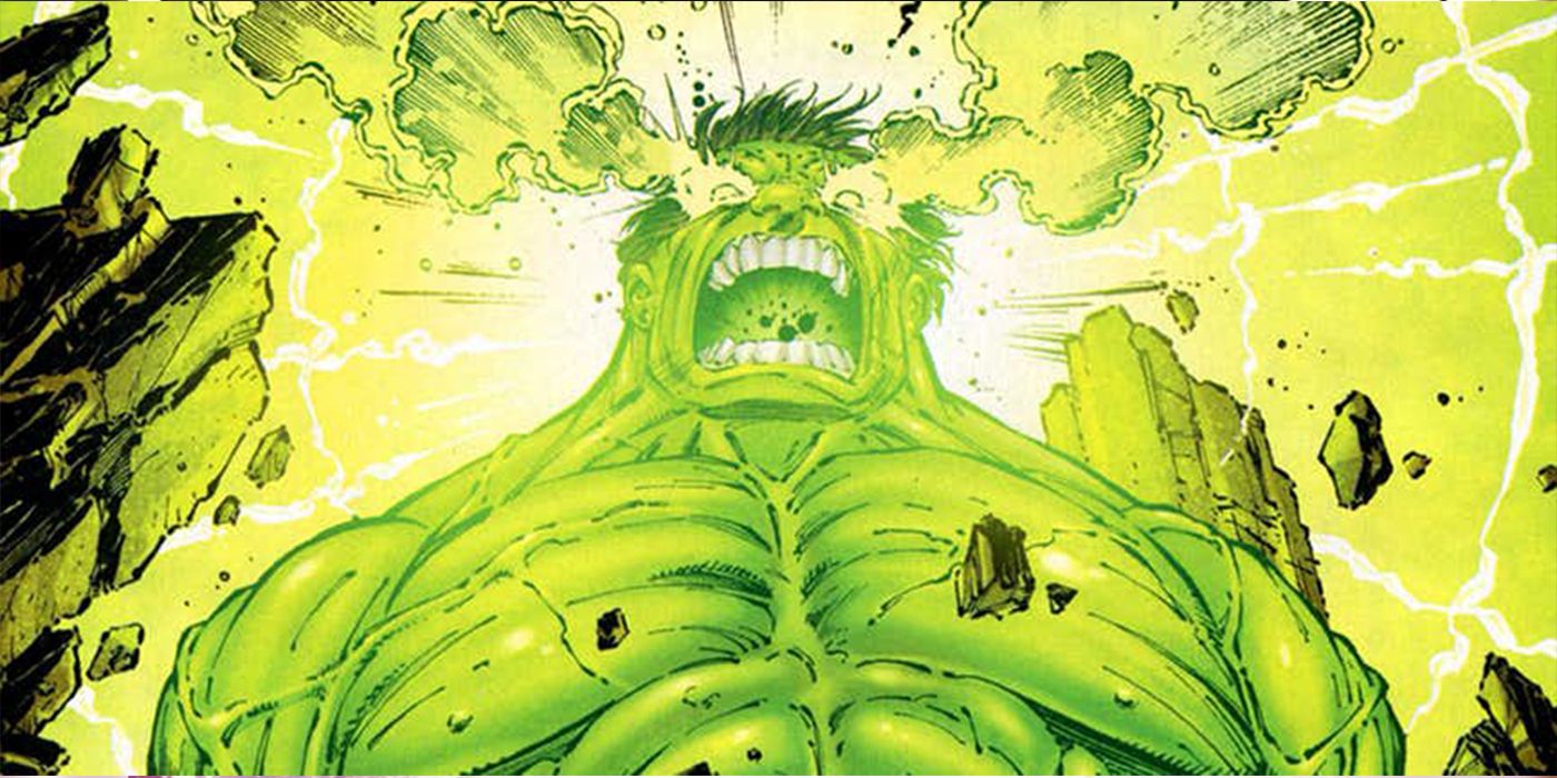 Hulk emitting gamma rays from his eyes