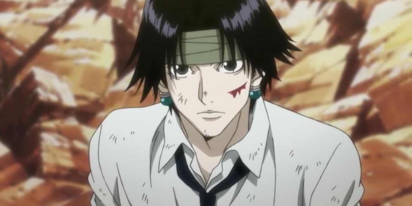 A bruised man looking confused in Hunter x Hunter