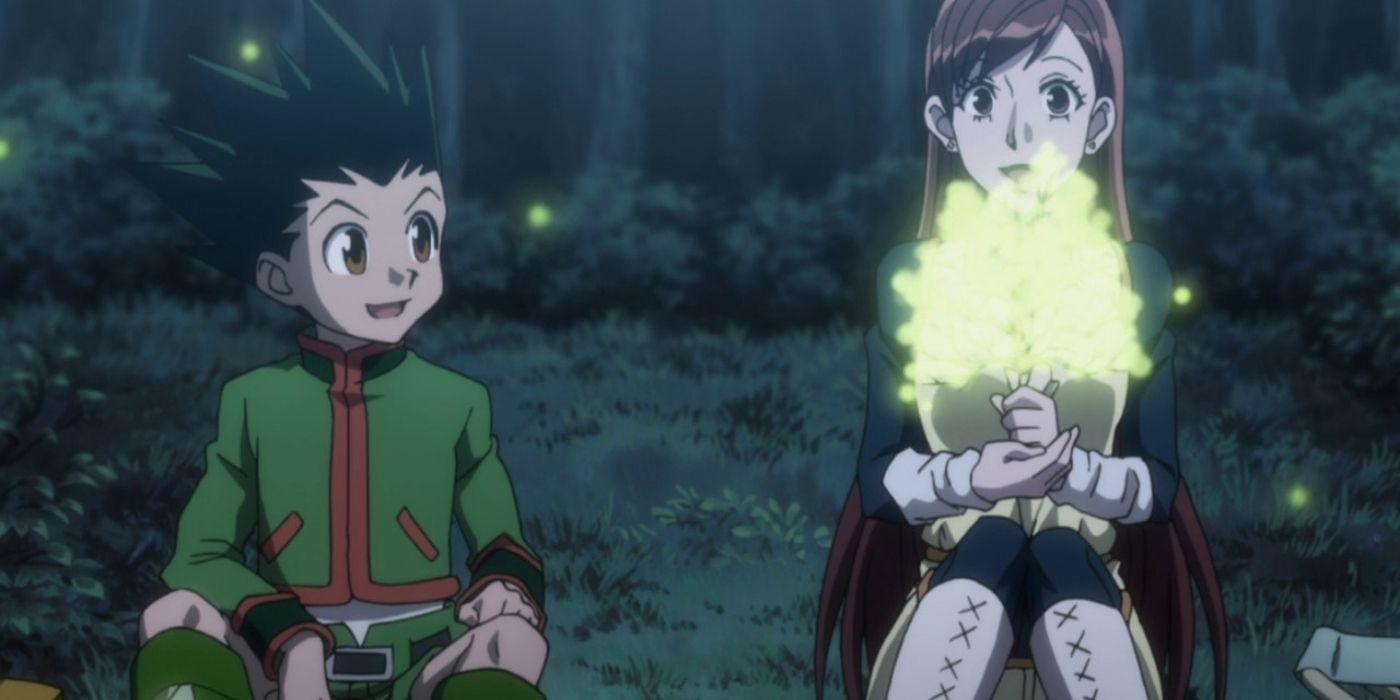 Gon Freecss sitting next to a young girl