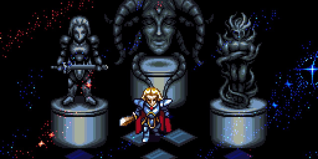 Will, as Freedan, stands in front of Gaia in Illusion of Gaia