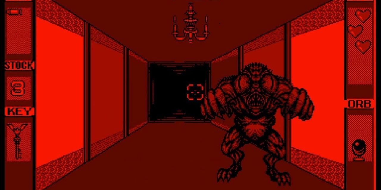 Monster attacks the player in Innsmouth no Yakata for the Virtual Boy