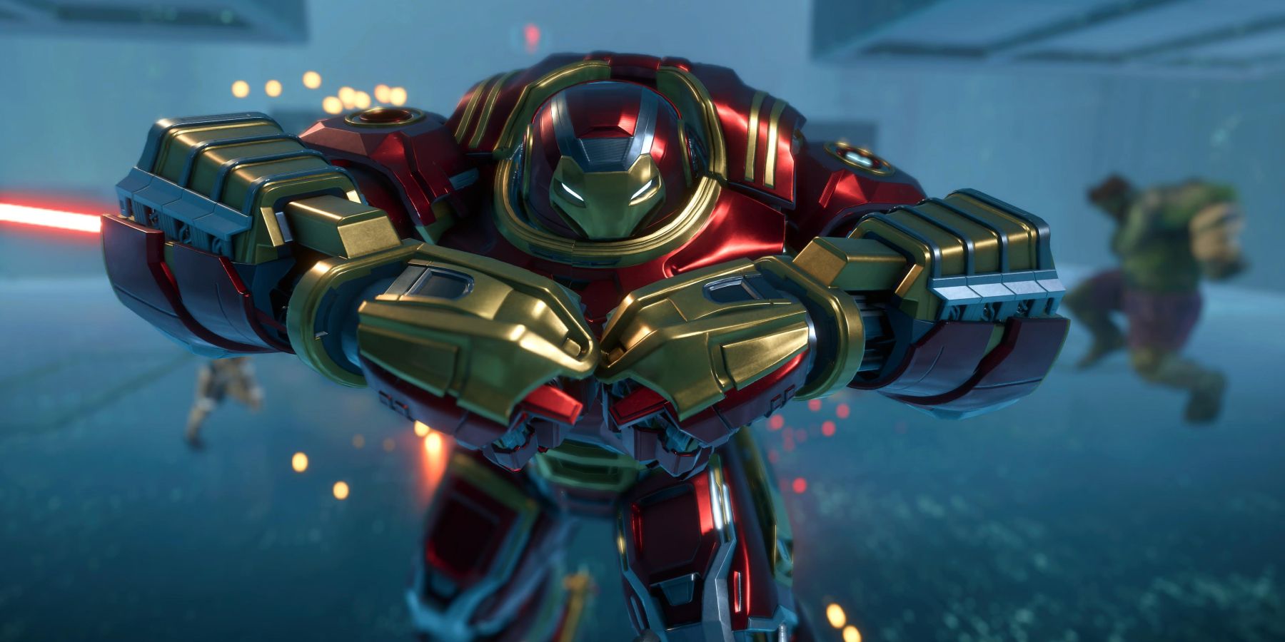 Iron Man in the Hulkbuster armor in Marvel's Avengers
