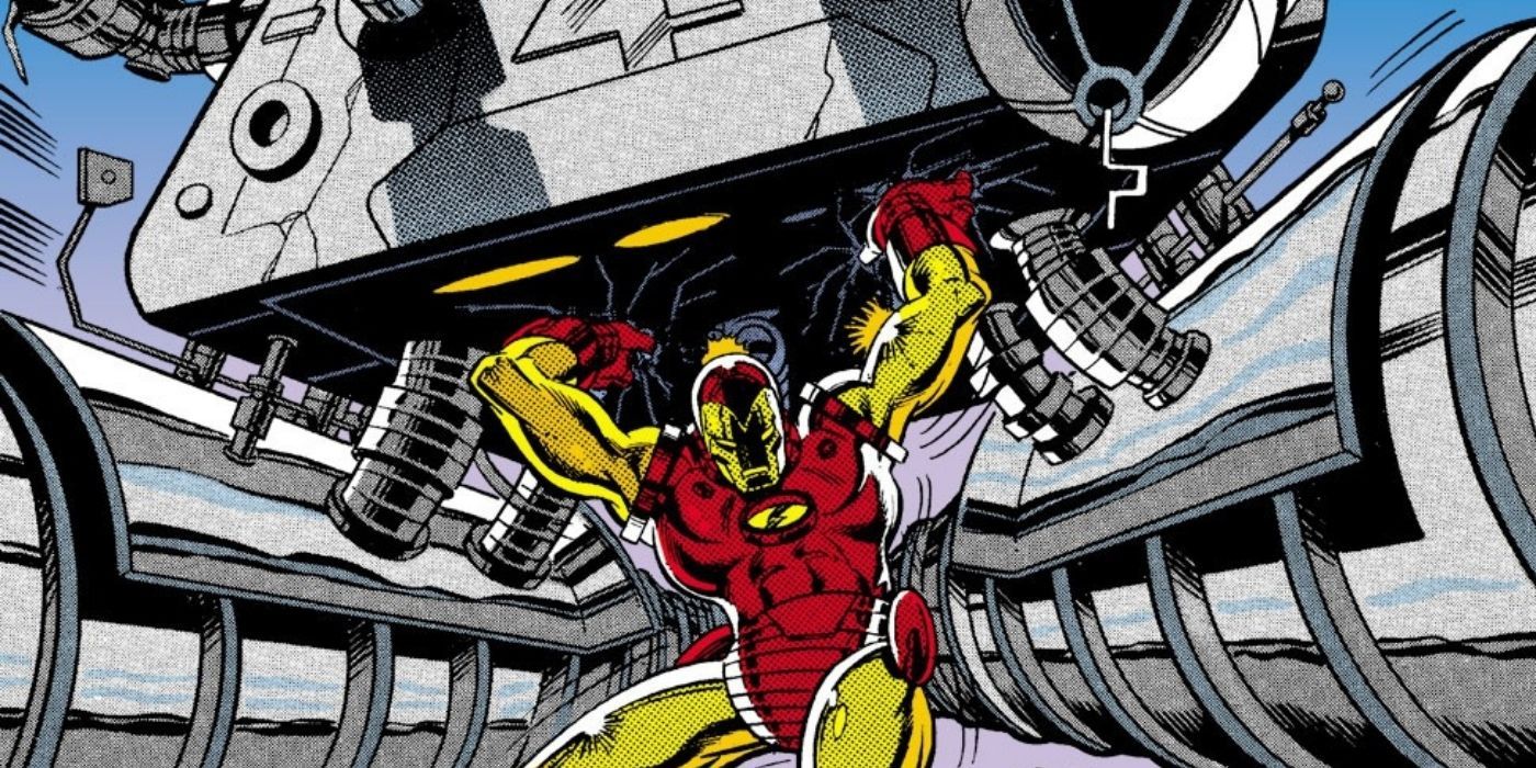 _Iron Man lifting one of Madame Masque's machines