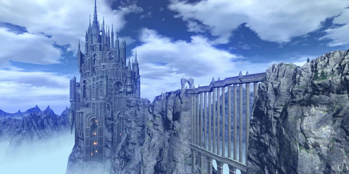 A panorama of Ishgard in Final Fantasy XIV.