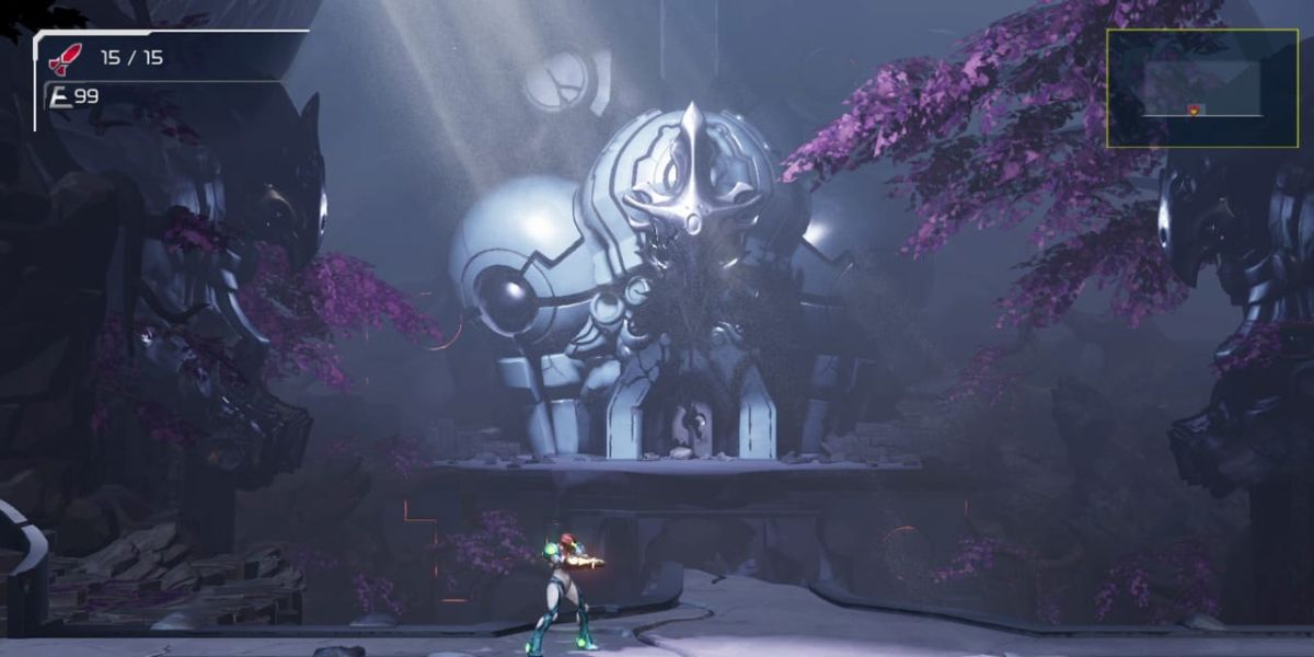 An early environment in Metroid Dread.