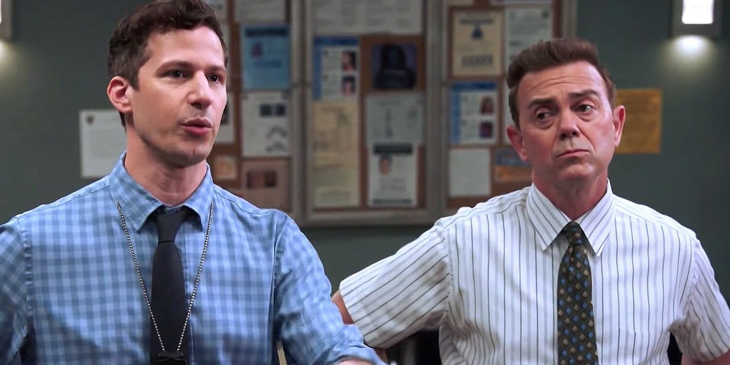 Charles looking sad standing next to Jake in Brooklyn Nine-Nine