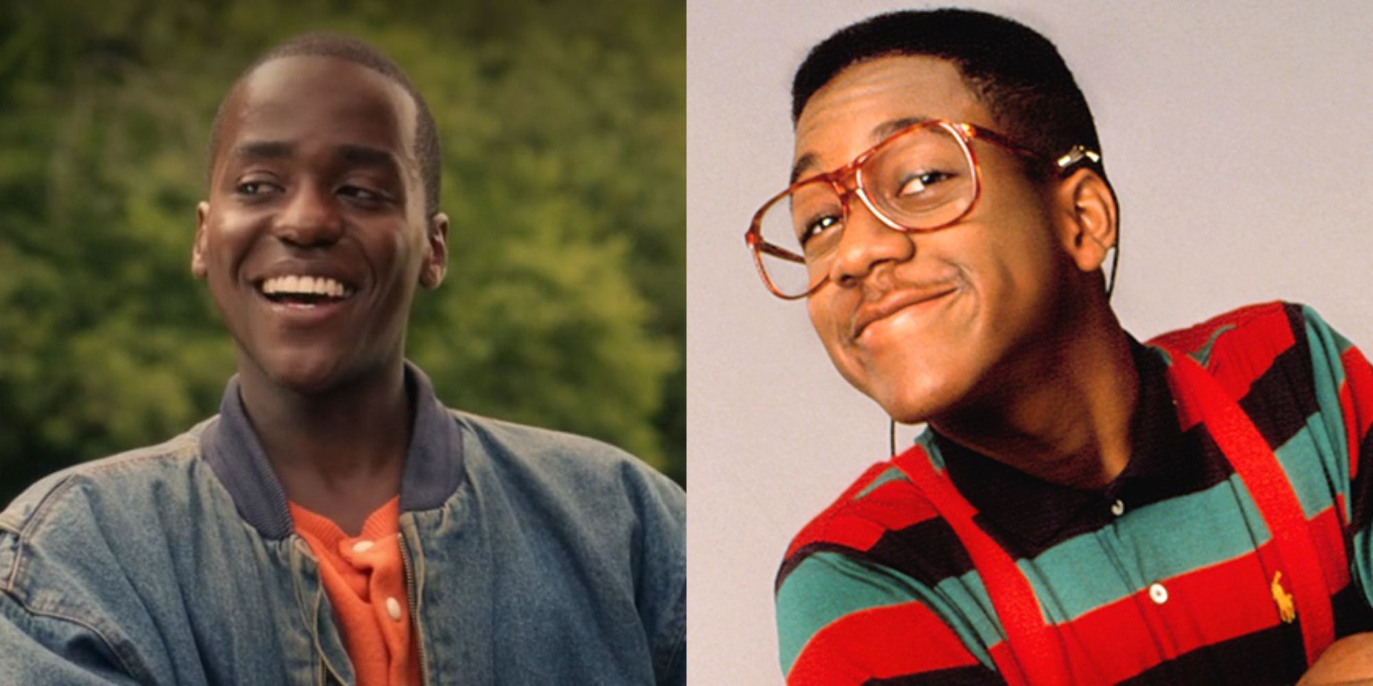 Split image of Eric in Sex Education and Jaleel White in Family Matters