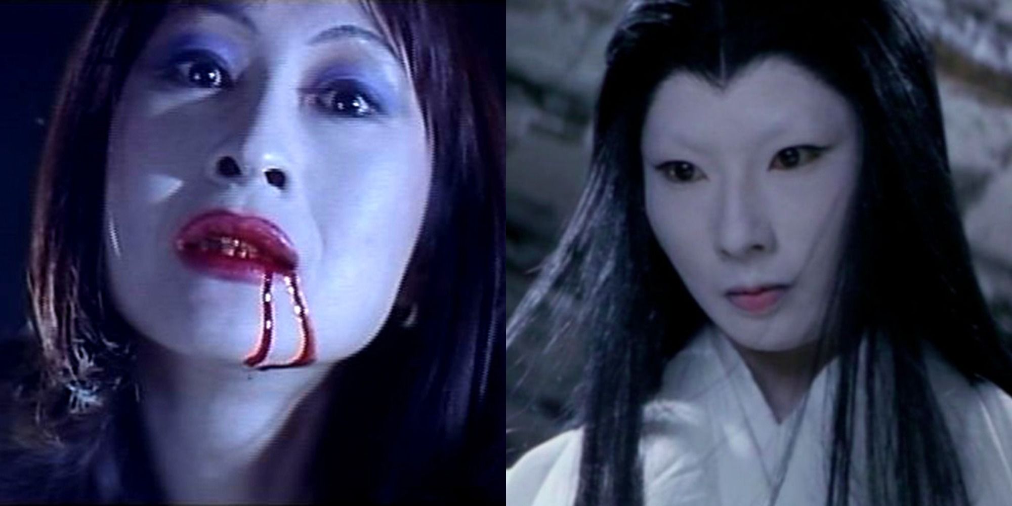 Split image showing scenes from Twilight Dinner and The Woman of Snow