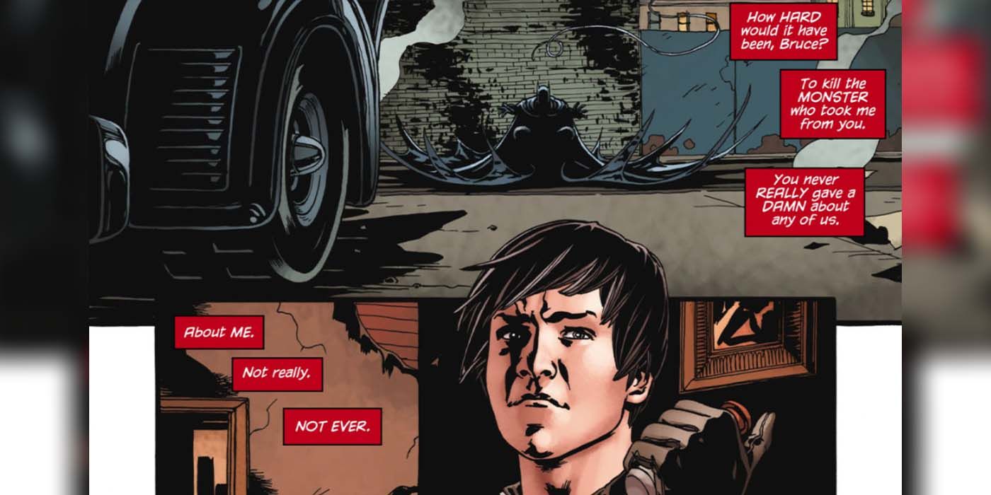 Jason Todd almost blows up the Batmobile in Red Hood: The Lost Days #2.