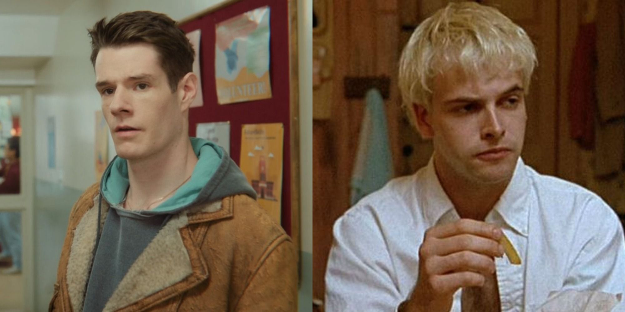 Split image of Adam in Sex Education and Johnny Lee Miller in Trainspotting 