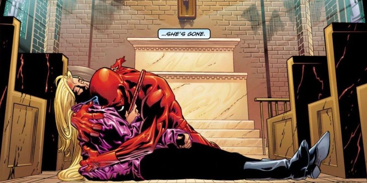 Daredevil mourning Karen Page's death in Guardian Devil