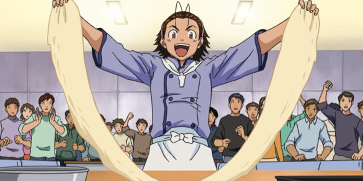 Kazuma in Yakitate! Japan stretching out a roll of bread dough